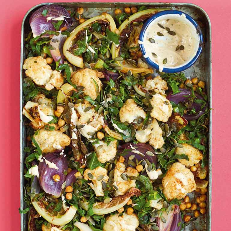 Bloemkool met kikkererwten & splijtkool