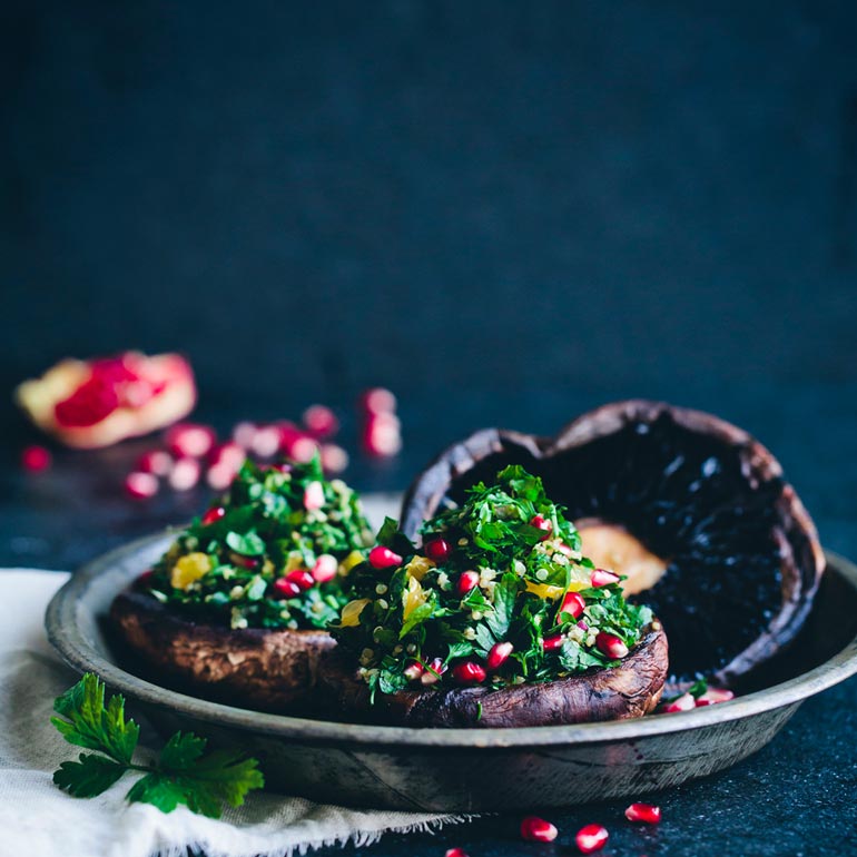 Paddenstoelen met quinoataboulé