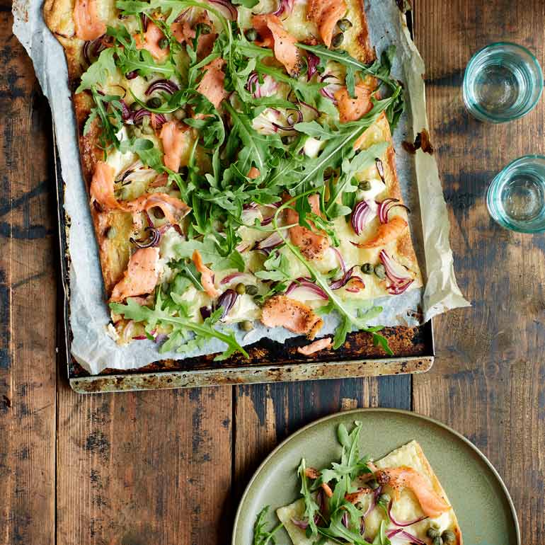 Flammkuchen met zalm