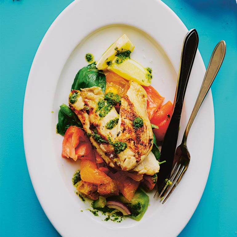 Geroosterde kip met panzanella