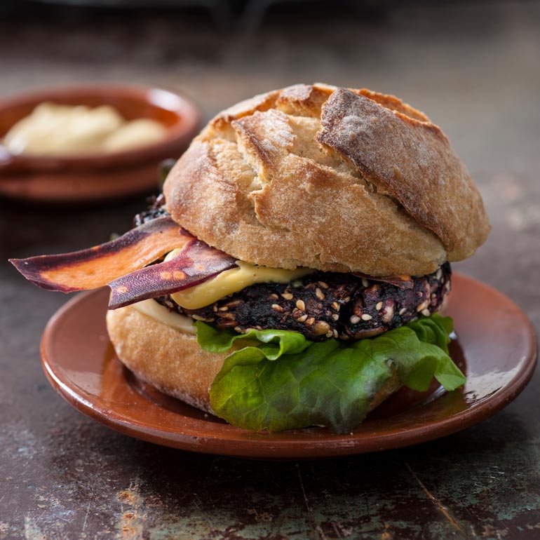 Vegetarische zadenburgers & mosterdmayo