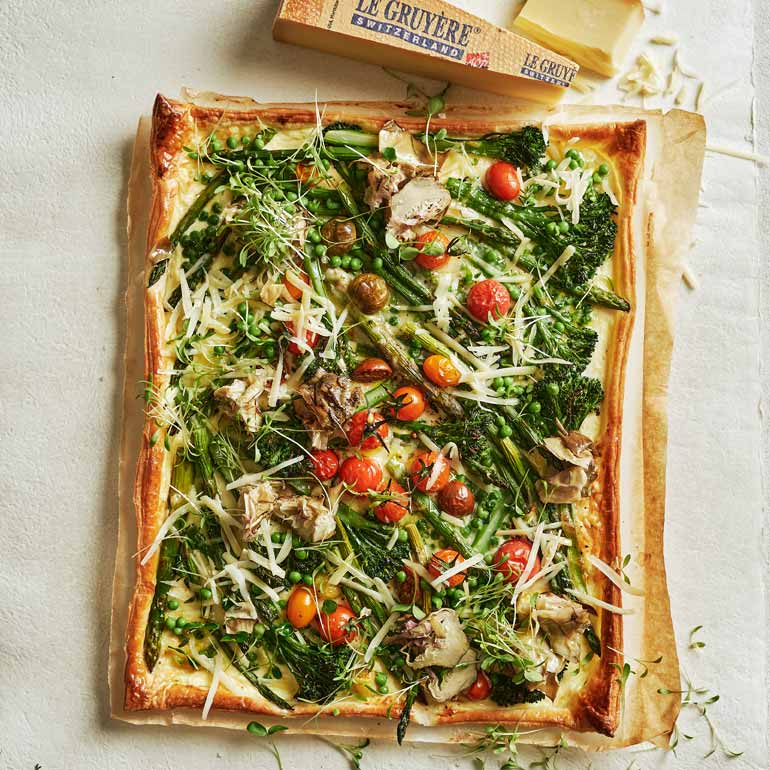 Asperge- plaattaart met Gruyère AOP