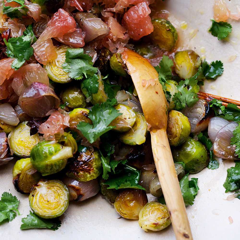 Geroosterde spruitjes & pomelo